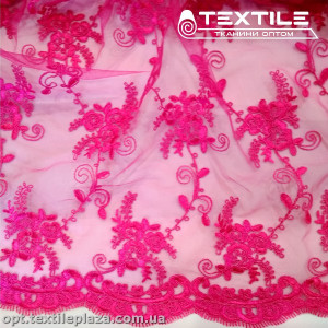 Сетка вышивка 2822D1C11 узор, малиновый