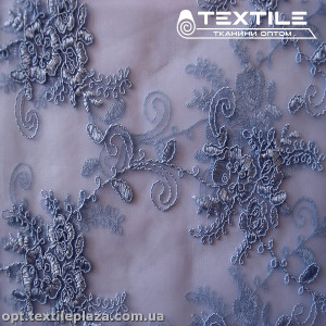 Сетка вышивка 2822D1C6 узор, васильково-голубой