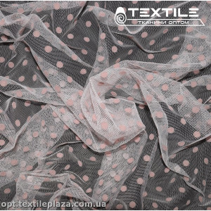 Сетка флок 4167D1C2 горошек, розовый