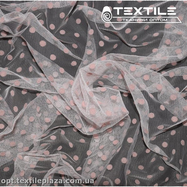 Сетка флок 4167D1C2 горошек, розовый