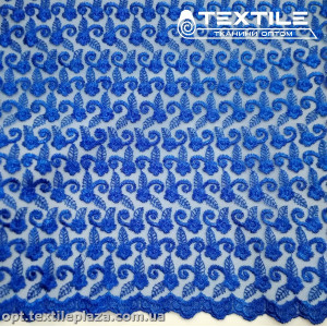 Сетка вышивка 88881D1C62 узор, светло-синий