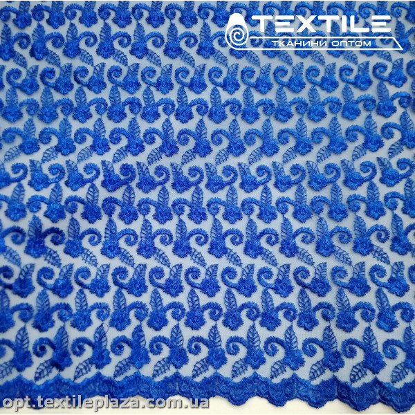 Сетка вышивка 88881D1C62 узор, светло-синий