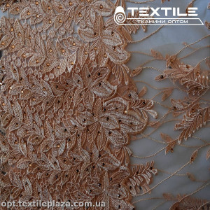 Сетка вышивка 3060D15C1 стразы, персиковый