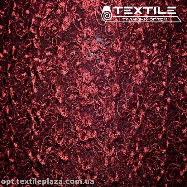 Сетка вышивка 89481D3C11 узор, прохладно-бордовый
