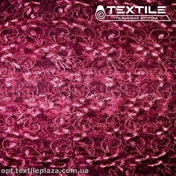 Сетка вышивка 89481D3C7 узор, темно-розовый