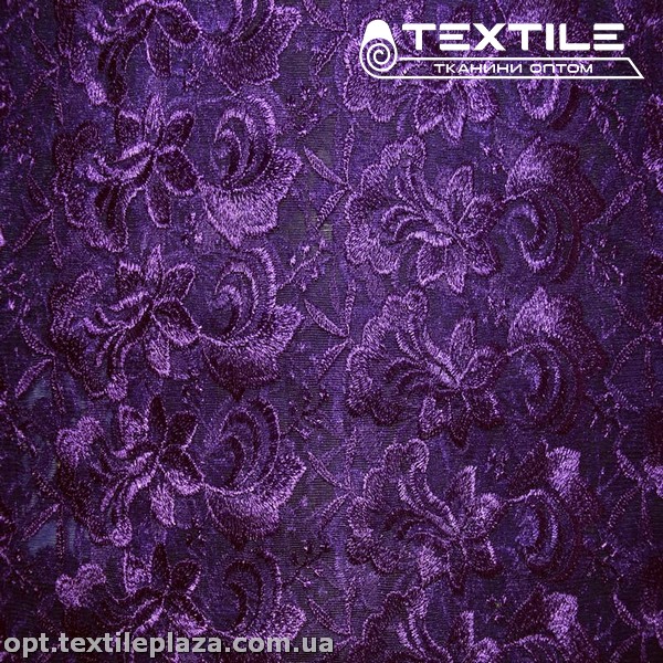 Сетка вышивка 44681D2C16 узор, фиолетовый