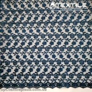 Сетка вышивка 19381D8C3 узор, темно-синий