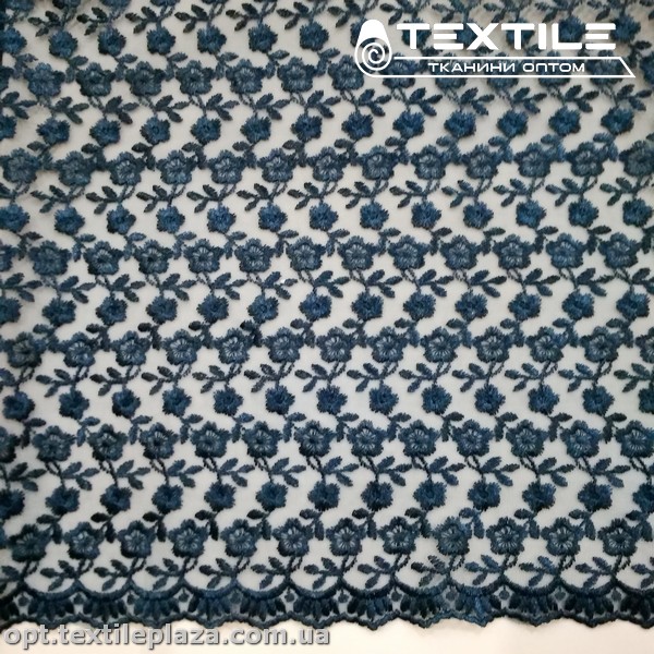 Сетка вышивка 19381D8C3 узор, темно-синий