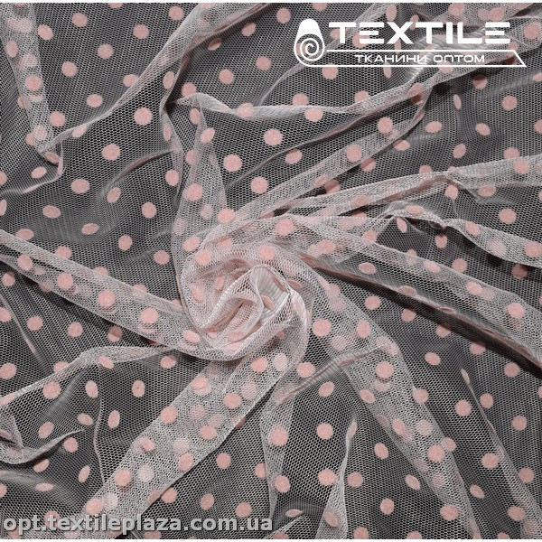 Сетка флок 4167D1C3 горошек, пудровый