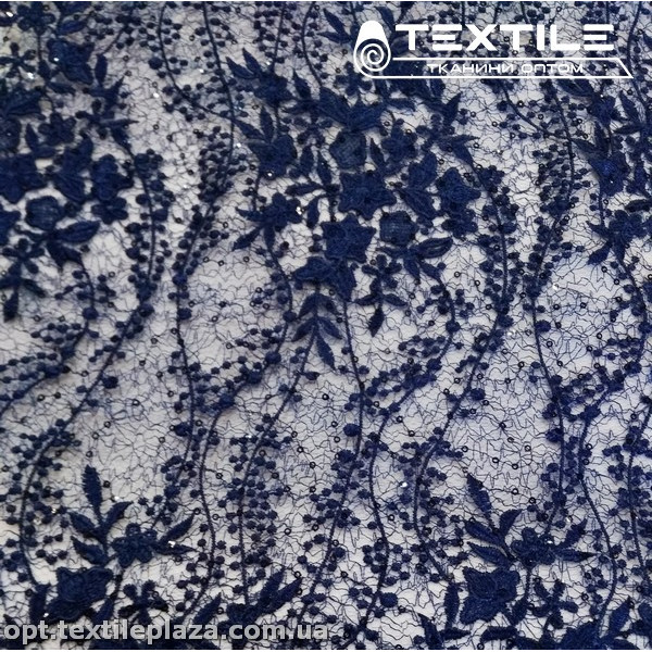 Сетка вышивка 13515D1C4 узор, синий