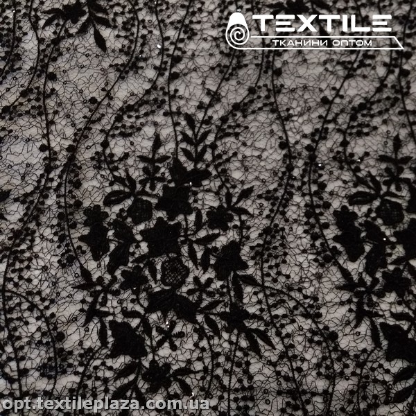 Сетка вышивка 13515D1C5 узор, черный