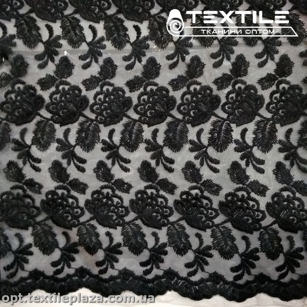 Сетка вышивка 6543D3C1 узор, черный