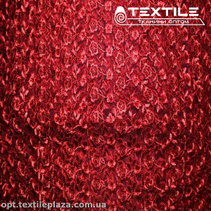 Сетка вышивка 19381D8C15 узор, темно-красный