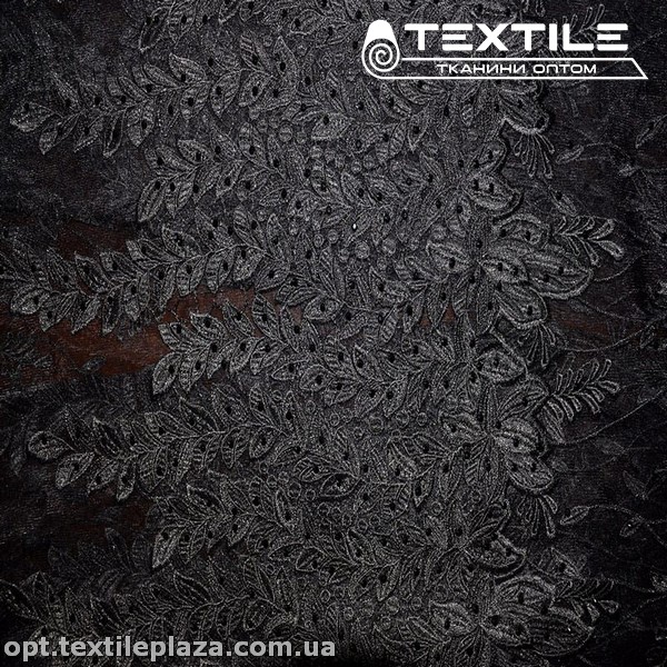 Сетка вышивка 3060D15C2 стразы, черно-синий