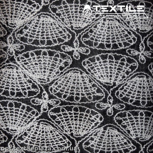 Сетка вышивка 2424D1C1 ракушка белая, черный