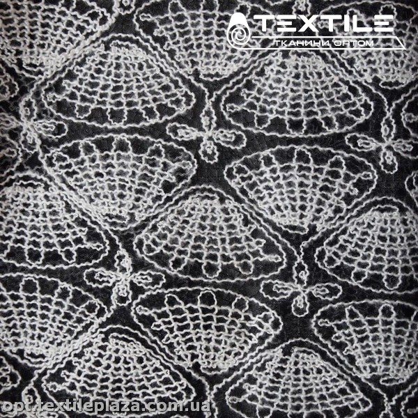 Сетка вышивка 2424D1C1 ракушка белая, черный