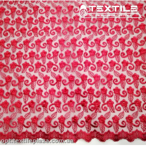 Сетка вышивка 88881D1C15 узор, красный