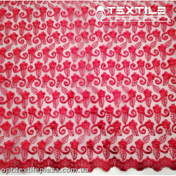 Сетка вышивка 88881D1C15 узор, красный