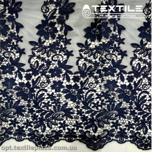 Сетка вышивка 3056D1C5 узор, темно-синий
