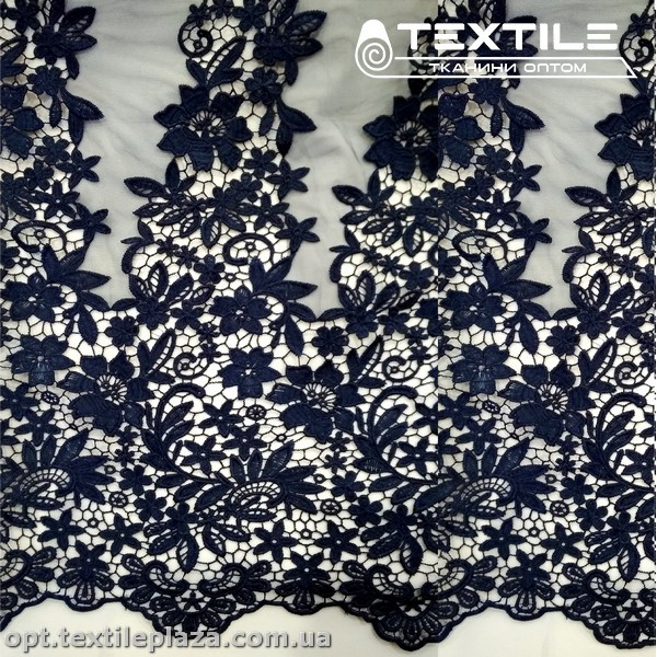 Сетка вышивка 3056D1C5 узор, темно-синий