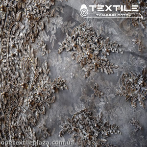 Сетка вышивка 3153D17C1 узор, серый