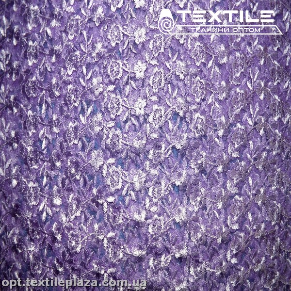 Сетка вышивка 19381D8C25 узор, сиреневый