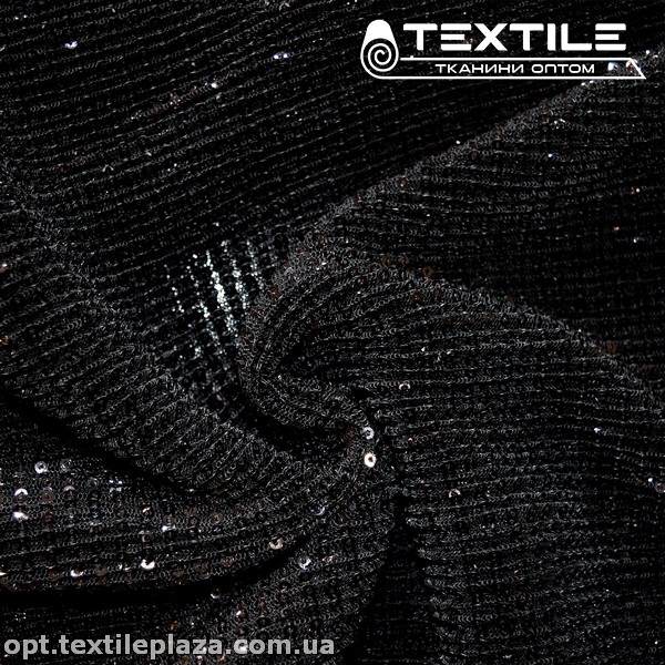 Сетка пайетки 3571D1C5 гофре, черный