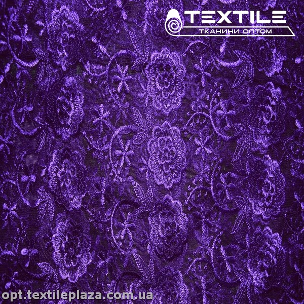 Сетка вышивка 44281D2C11 узор, сине-фиолетовый