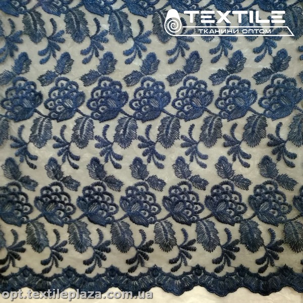 Сетка вышивка 6543D3C2 узор, темно-синий