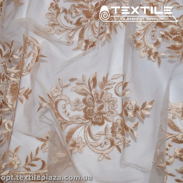 Сетка вышивка 3062D1C1 узор, золото