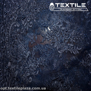 Сетка вышивка 3153D17C3 узор, темно-синий