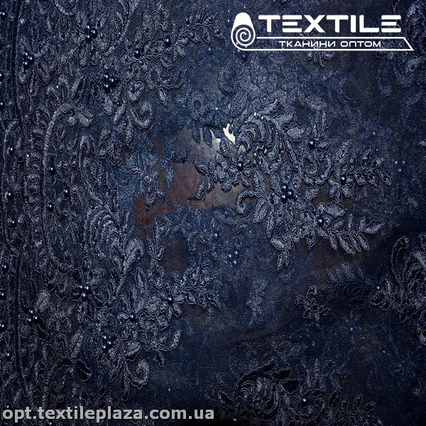 Сетка вышивка 3153D17C3 узор, темно-синий