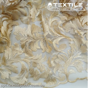 Сетка вышивка 2775D1C7 узор, золотистый