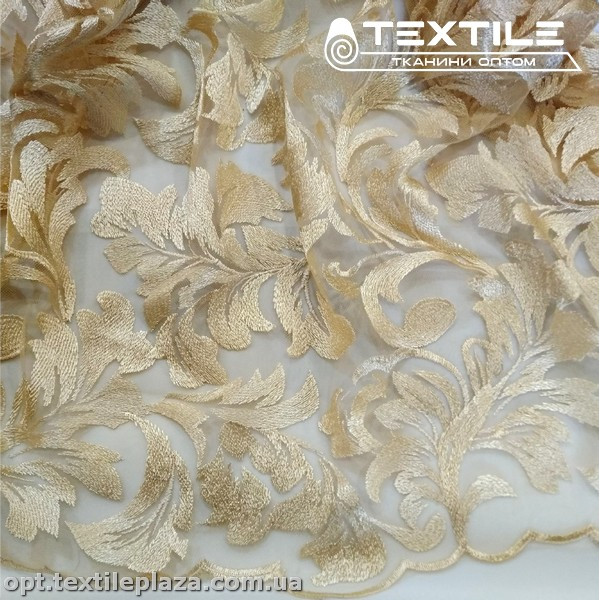 Сетка вышивка 2775D1C7 узор, золотистый