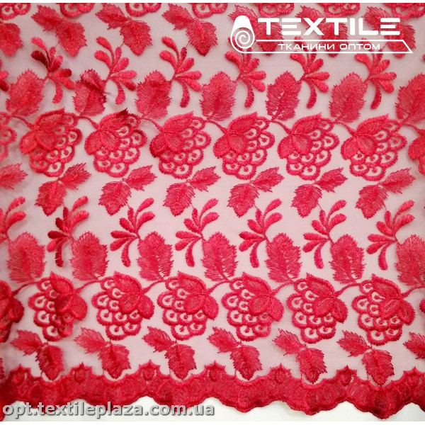 Сетка вышивка 44181D2C15 узор, красный