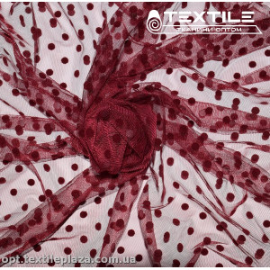 Сетка флок 4167D1C6 горошек, бордовый