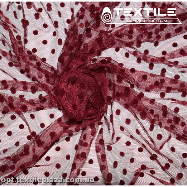 Сетка флок 4167D1C6 горошек, бордовый