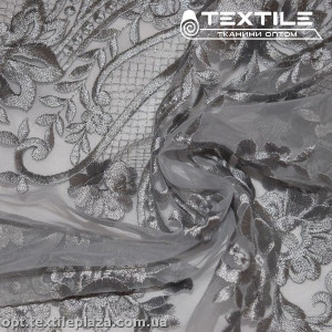 Сетка вышивка 3062D1C2 узор, серый