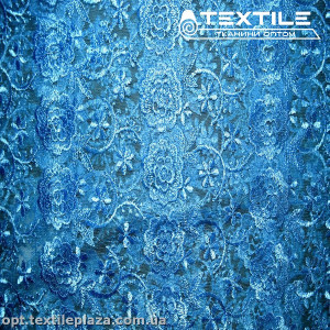 Сетка вышивка 44281D2C7 узор, голубой