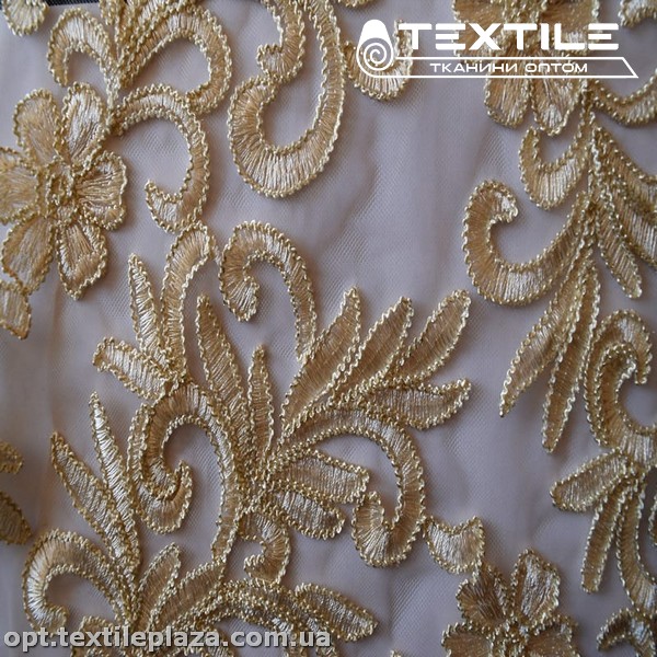 Сетка вышивка 3061D1C1 узор, айвори
