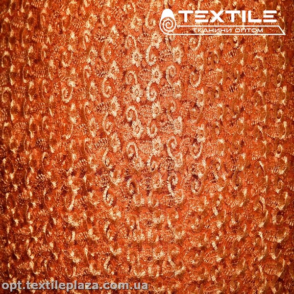 Сетка вышивка 88881D1C18 узор, оранжевый