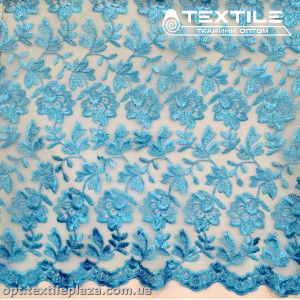 Сетка вышивка 44581D2C3 узор, голубой