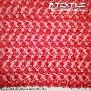 Сетка вышивка 19381D2C2 узор, красный