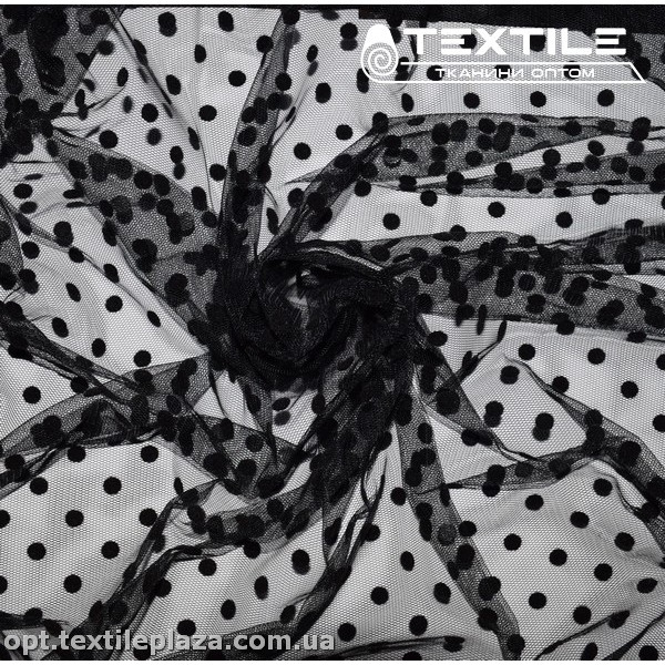 Сетка флок 4167D1C8 горошек, черный