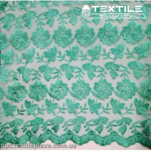 Сетка вышивка 44581D2C30 узор, мятный