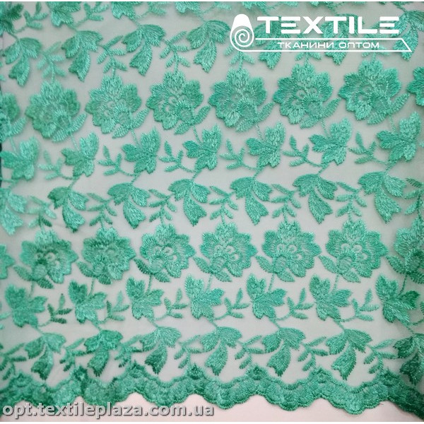 Сетка вышивка 44581D2C30 узор, мятный