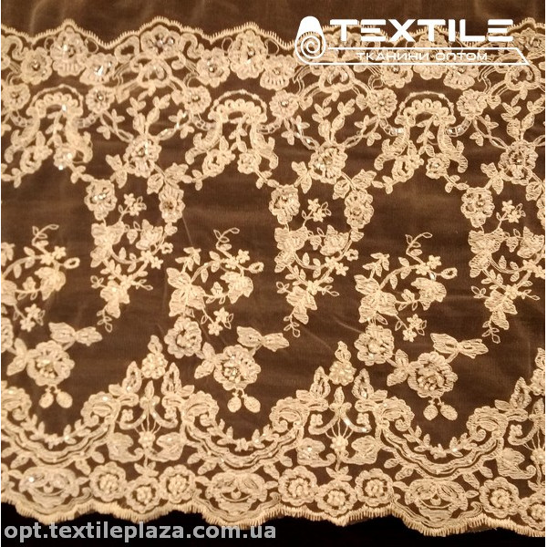 Сетка вышивка 91269D2C3 узор, кремовый