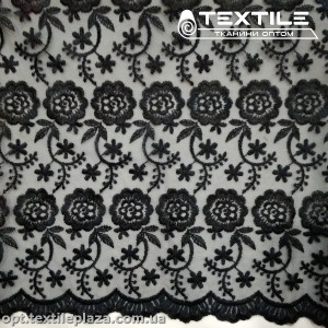 Сетка вышивка 44681D82C1 узор, черный