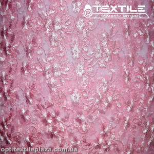 Сетка вышивка 89481D1C1 узор, розовый