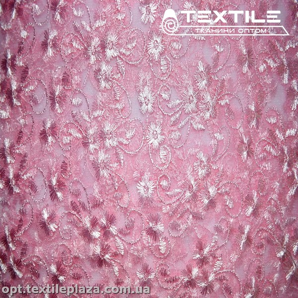Сетка вышивка 89481D1C1 узор, розовый